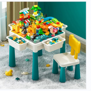 Large Building Bricks Toddlers Table and Chair Set Kids Activity Table Set Double Sided Multi Play Sand Water Table Toys for Children