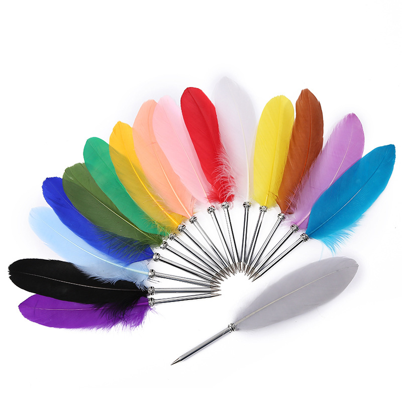 Retro Feather Ballpoint Pen Signing Writing Pen