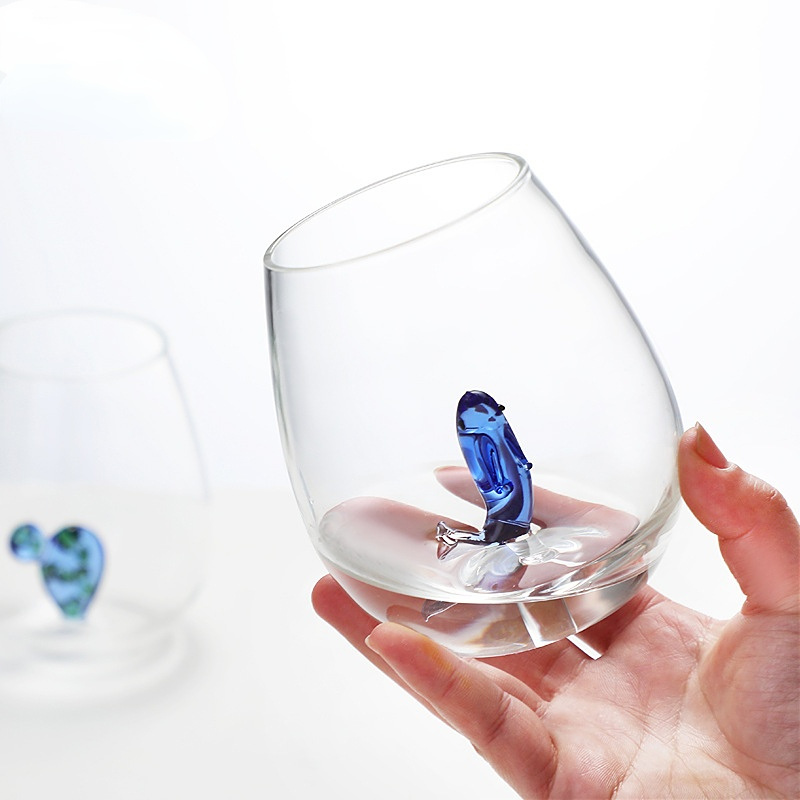 Egg Shape 3D Transparent Animal Drinking Cup Juice Drink Cup Single Layer Glass Cups