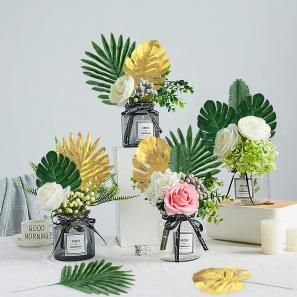 Artificial Real Touch Greenery Tropical Palm Monstera Plant Green Leaf for Hawaiian/Luau/Jungle Party Home Wedding Decor 