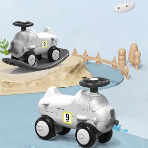 Children 2 in 1 Plane Rocking Horse Baby Ride on Car Balance Bike with Steering 