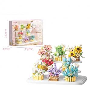 Simulation Flower Rose Series Succulent Sunflower Construction Blocks Building Toys 