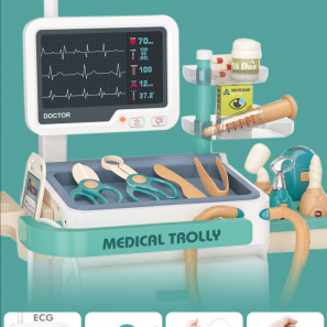 Children Play House Toys Simulation Medical Doctor Nurse Cleaning Toy Set with Light Music