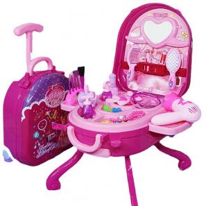 3 in 1 Alloy Trolley Case Children Beauty Cosmetics Play Set for Girls Makeup