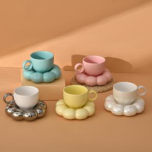 Ceramic Sunflower Shaped Ceramic Cup and Saucer Set