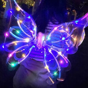 Electric Butterfly Wings with LED Lights Music Kids Cosplay Halloween Christmas Party Supplies Decorations