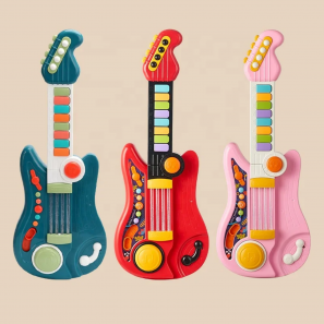 Kids Guitar Toys 2 in 1 Folding Musical Instrument Electric Piano Brain Training Toys 