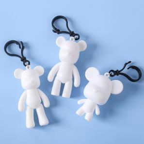 8cm DIY Fluid Bear Keychain Figure Graffiti Sculpture With Pouring Painting