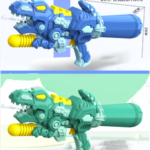 Dino Blaster Manual Pump Water Gun High-Capacity, Blue/Green Options