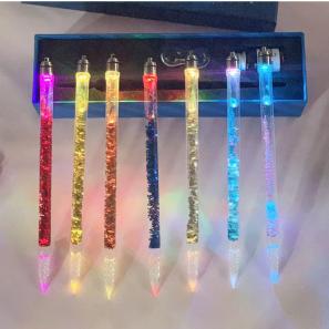 Luminous Quicksand Crystal Glass Dip Pen Glow in the Dark Writing Tool with Floating Particles