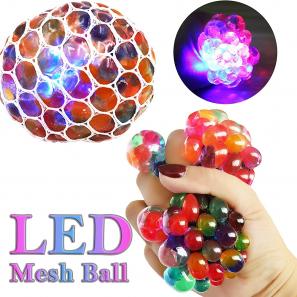LED Light-Up Squishy Stress Balls - Stretchy Grape Mesh Sensory Fidget Toys with Squeeze Relief