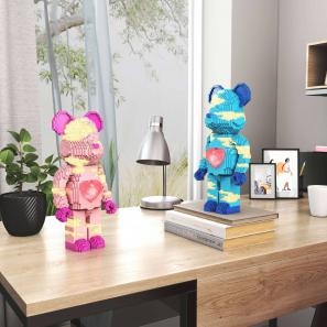 31cm 3168PCS Bearbrick Mini Bricks Bear Action Figures Models Toys Micro Building Blocks Sets whith LED Light Christmas Gifts 