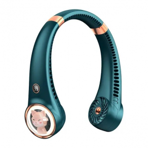 Cute Convenient USB Charging Bladeless Hanging Neck Fan Silent Hanging with Colorful Lights