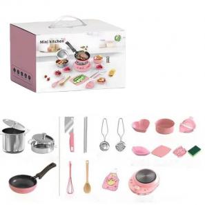 Kids Mini Kitchen Role Play Cook Play House Stir-fry Cooking Toys True Cooking Pot Kitchenware Pretend Toy