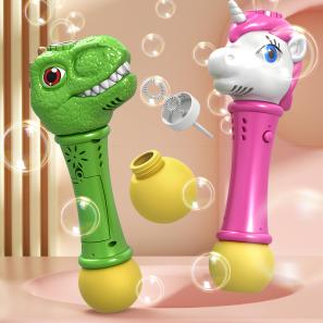 Rechargeable Magic Bubble Blower: LED Dinosaur & Unicorn Auto Machine with Music | Includes 2 Solutions | Perfect Kids Gift for Ages 3-8 (Birthdays/Parties/Weddings)