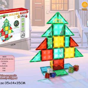 Lighted Christmas Tree Window Magnetic Building Blocks