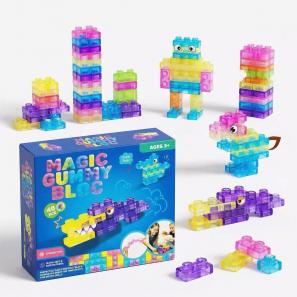 Non-toxic Flexible Magic Gummy Building Block Set Soft Safe STEM Construction Puzzle Toy 