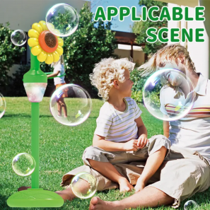 Sunflower Automatic Standing Bubble Machine Kids Outdoor Toy+150ml Bubble Water 